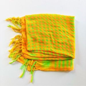 Neon orange and lime houndstooth scarf